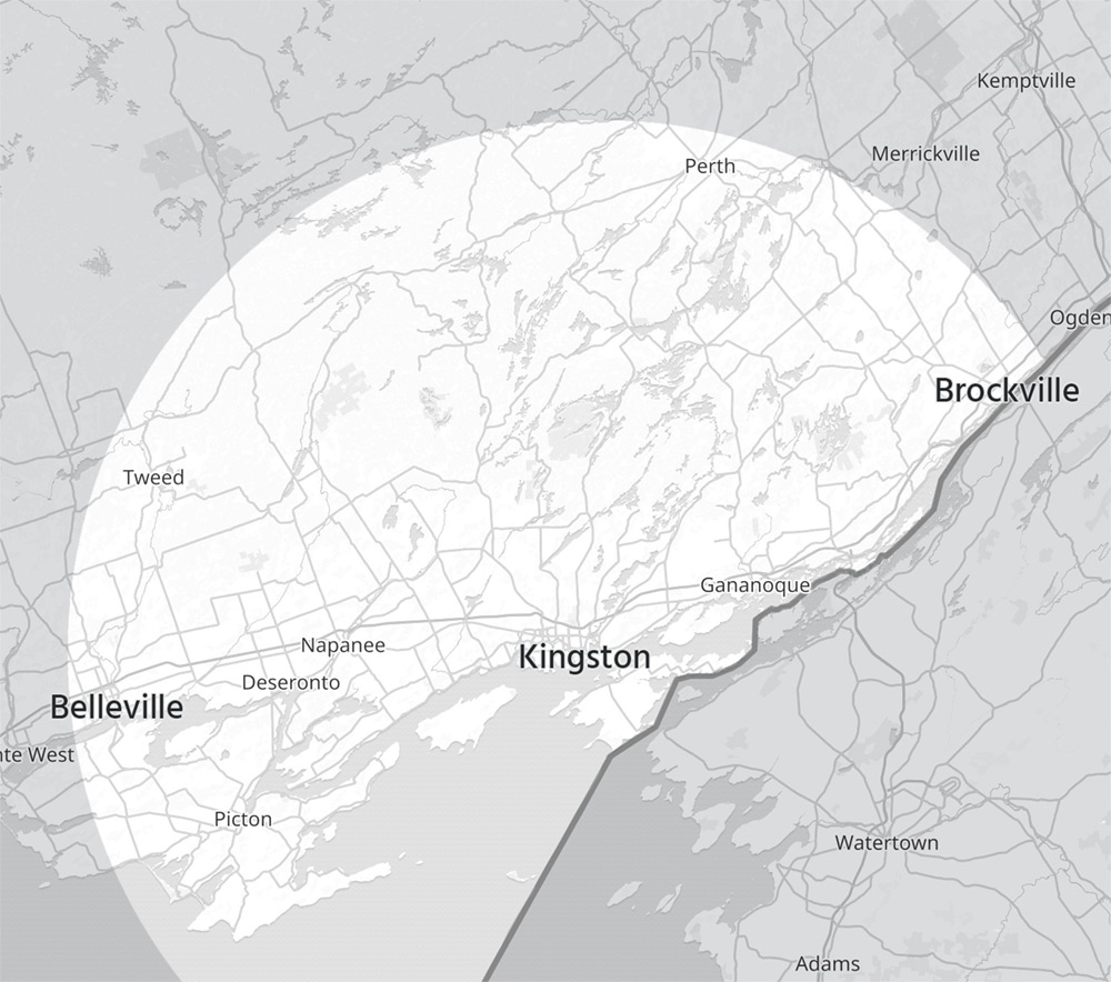 Location graphic showing service area for Show Kingston - real estate photography services across Kingston Ontario and surrounding counties