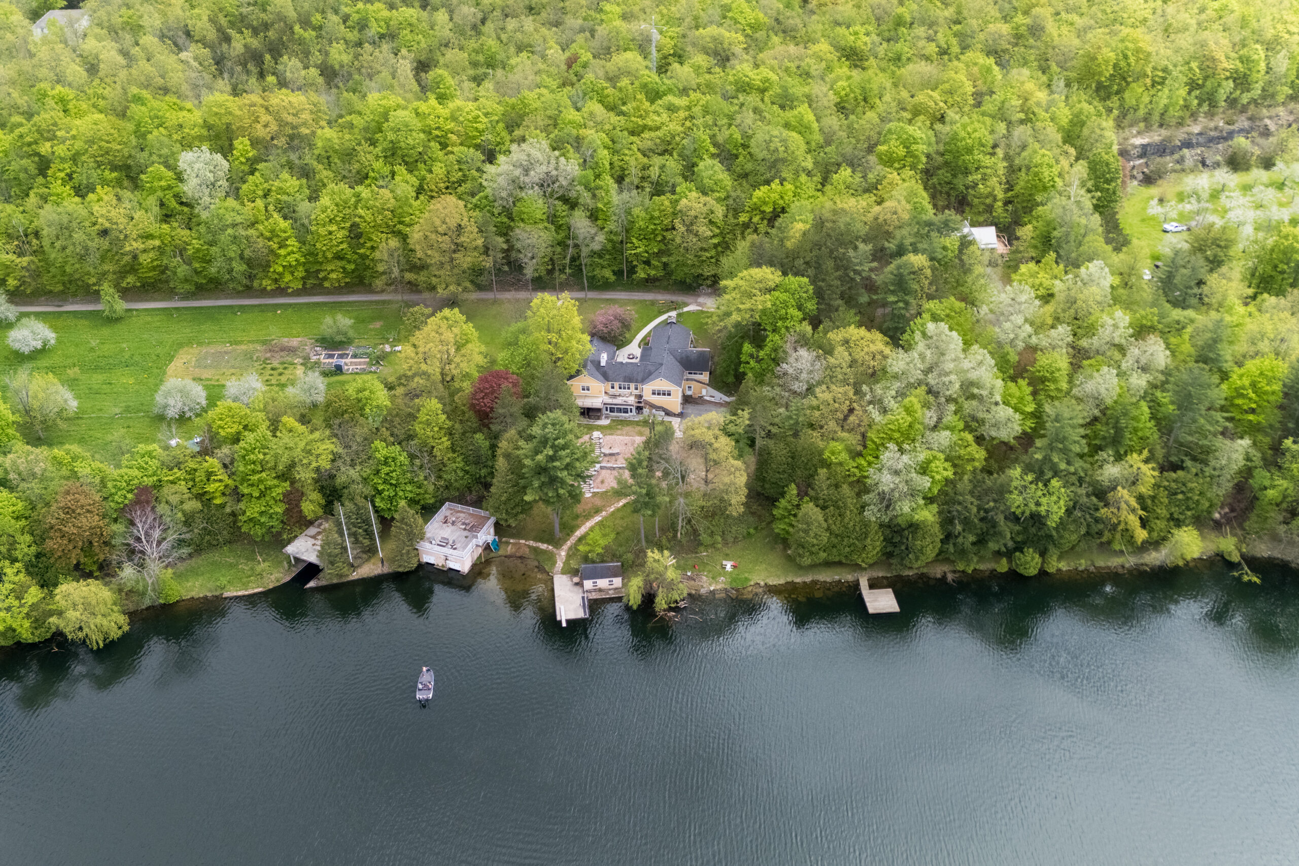 real estate photography Kingston - Aerial real estate drone photography example by Show Kingston – lakeside home near Inverary, Ontario