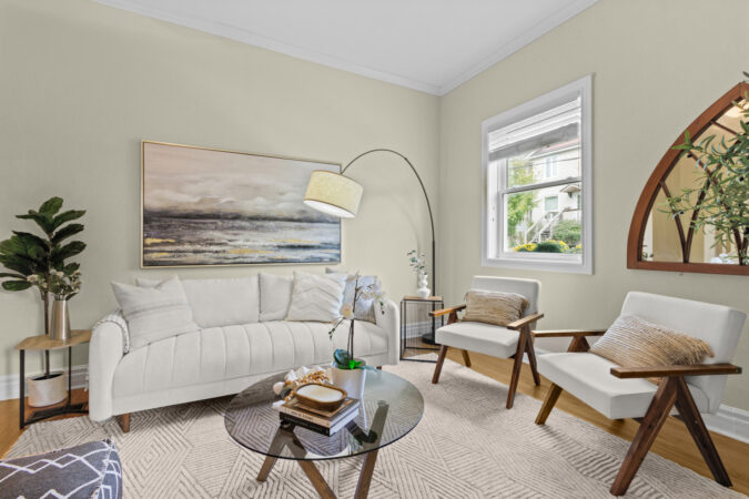 Interior real estate photography example from Show Kingston – bright modern living room in Kingston, Ontario