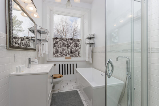 Interior real estate photography example from Show Kingston – bright modern bathroom near Gananoque, Ontario